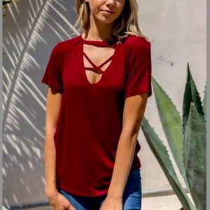 NEW•XL•West Coast Love Merlot Top